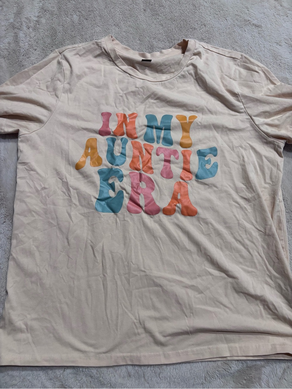 SHEIN Cream Short-Sleeve Tee with Multicolor Retro Lettering